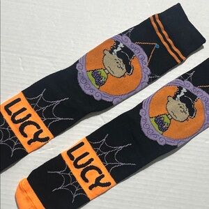 Peanuts Lucy Black and Orange Halloween Socks